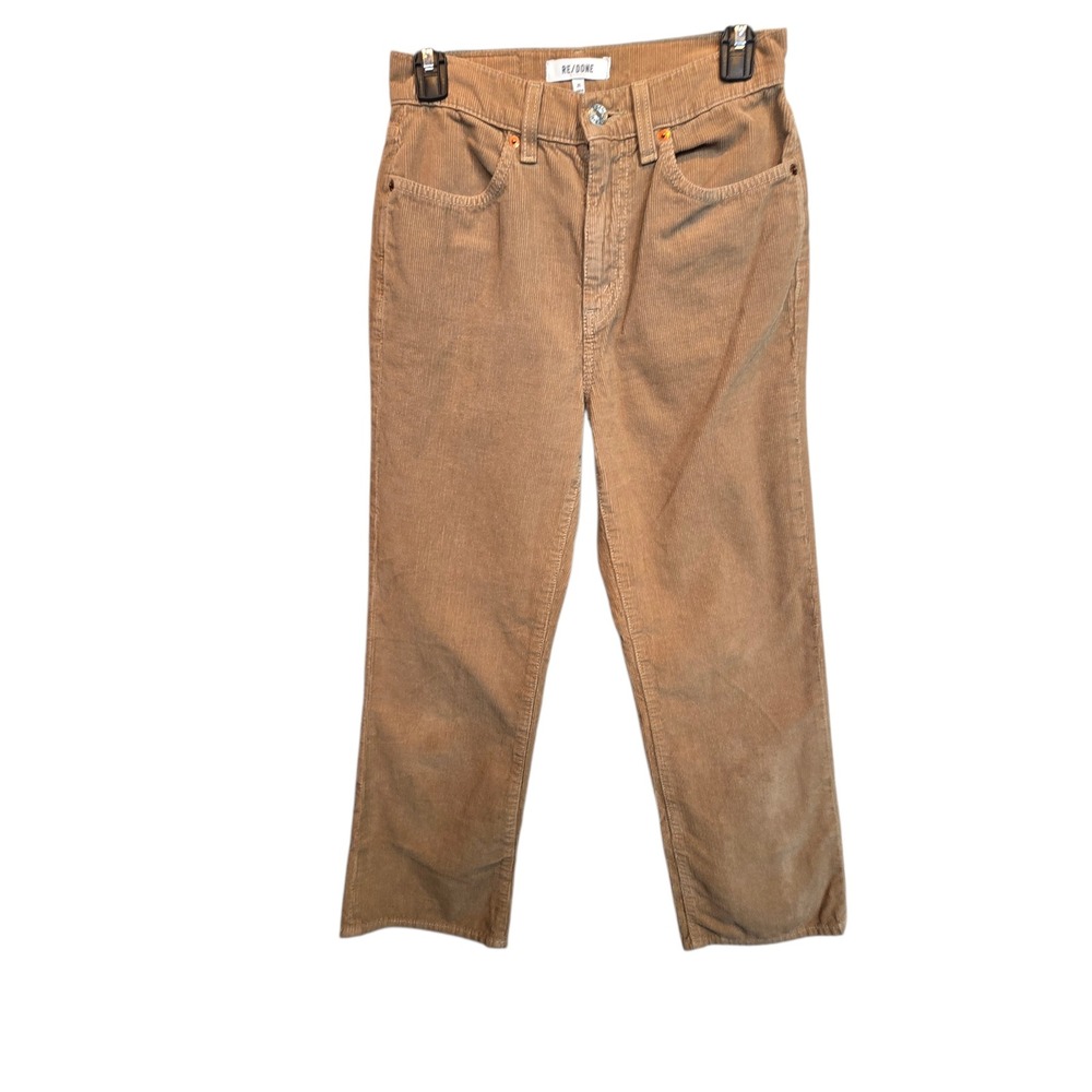 RE/DONE Corduroy Pants Womens 25 Washed Khaki High Rise Straight Leg